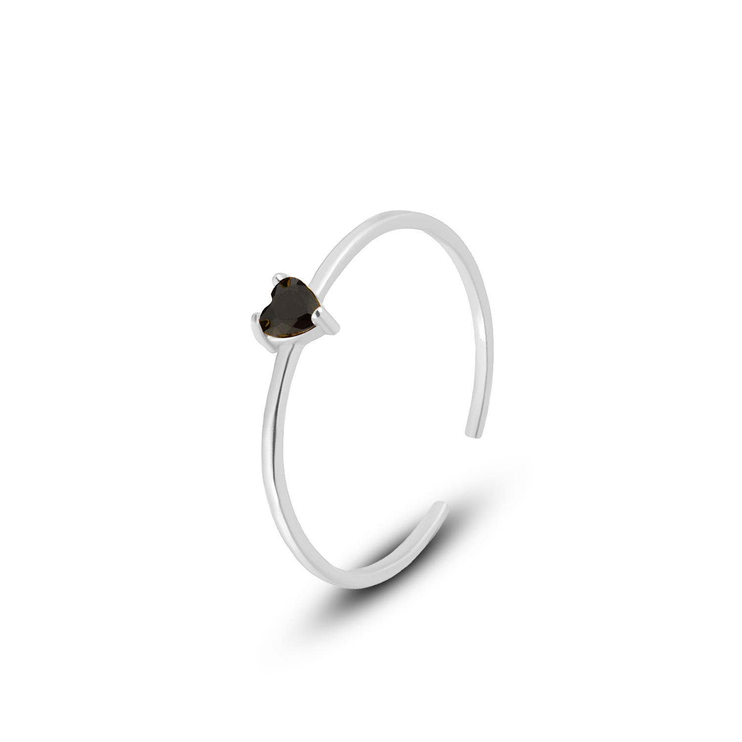 S925 Sterling Silver Heart-Shaped Colorful Zircon Ring
