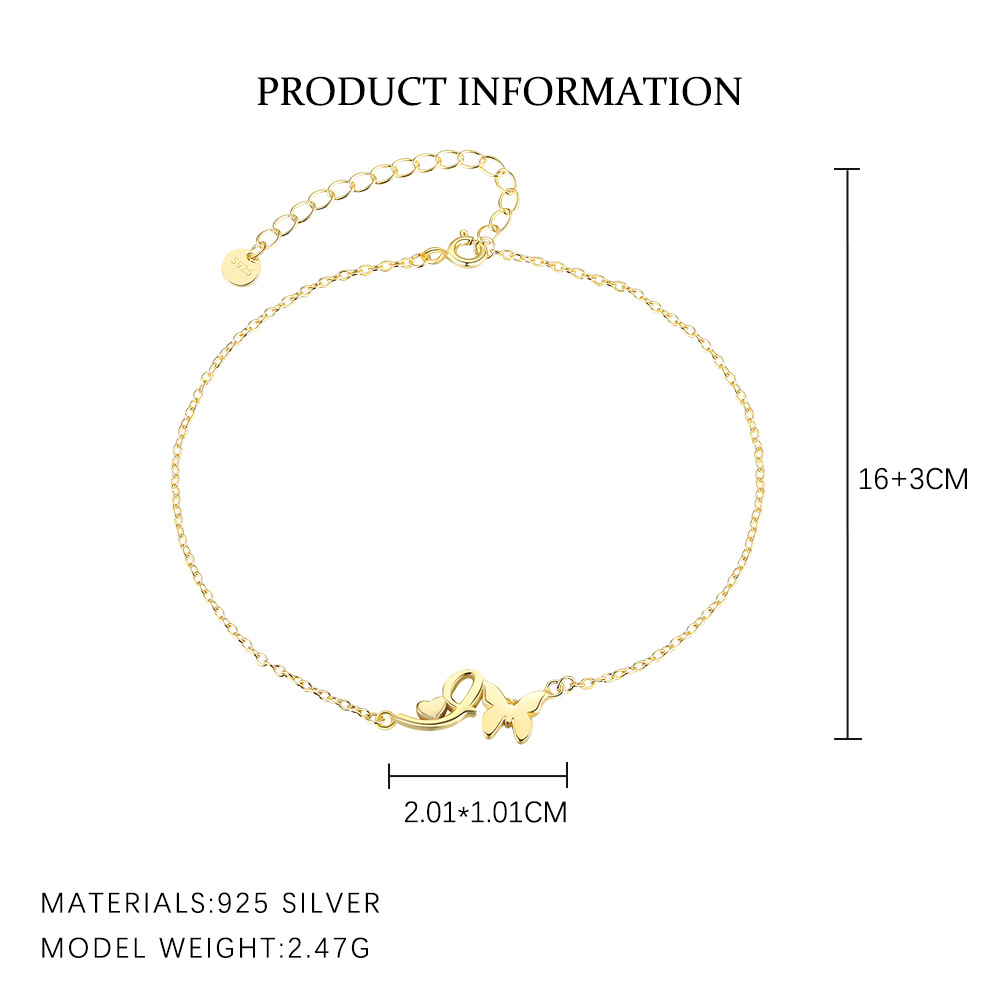 S925 Sterling Silver 26-Letter Bracelet