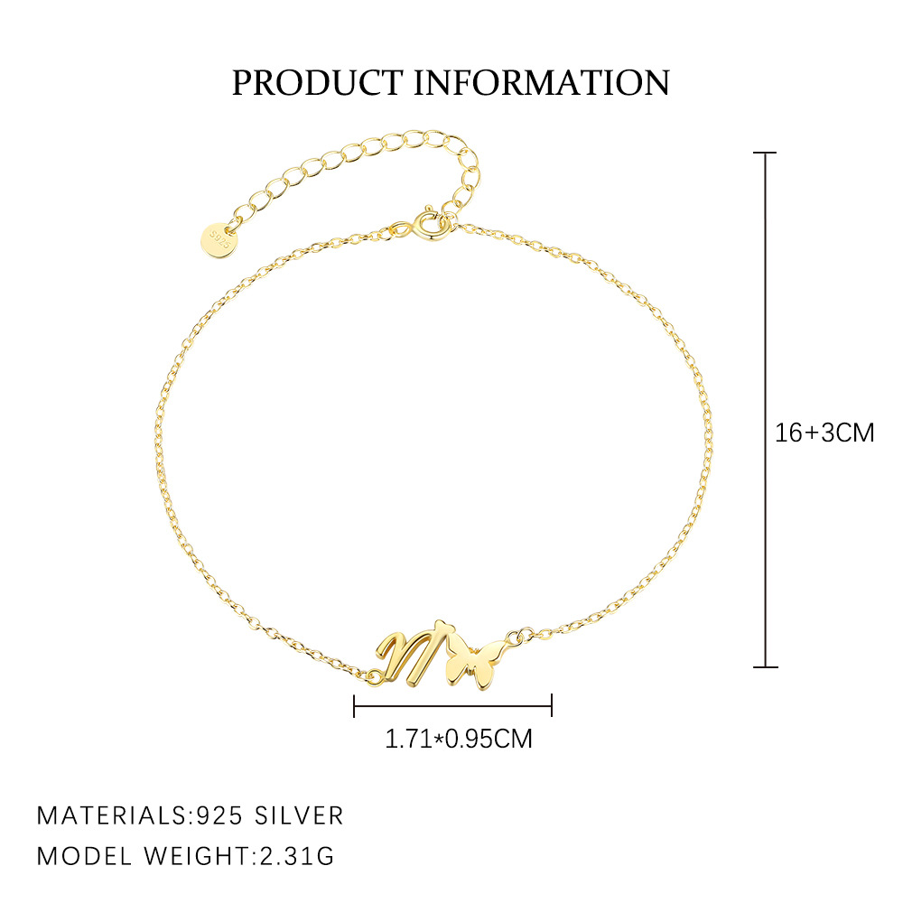 S925 Sterling Silver 26-Letter Bracelet