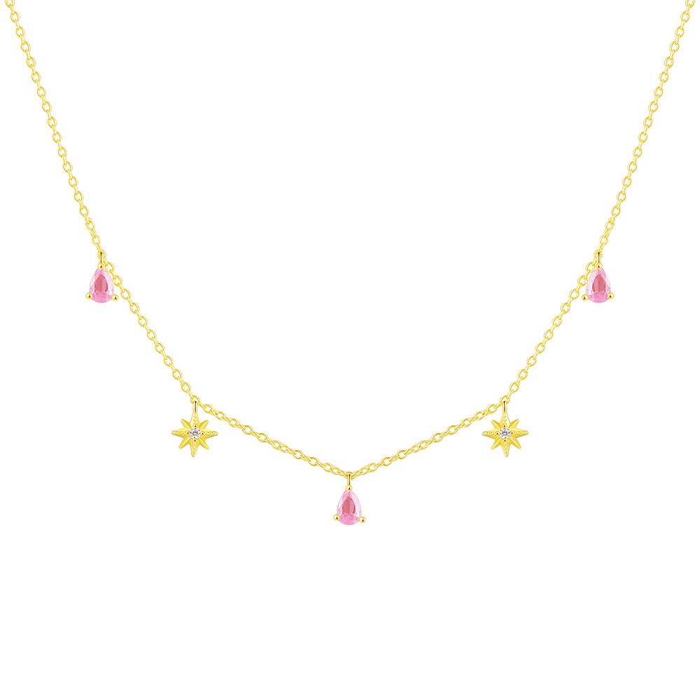 S925 Sterling Silver Necklace with Colorful Cubic Zirconia