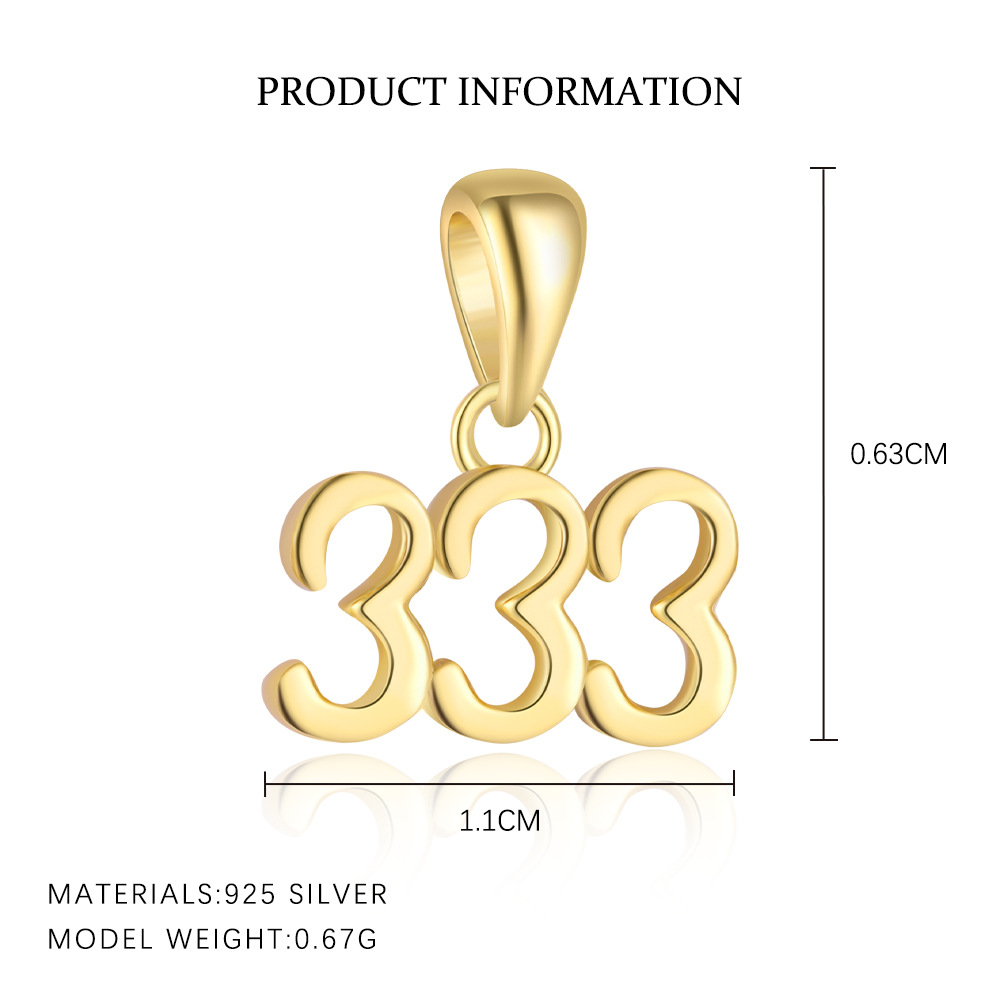 S925 Sterling Silver Number Pendant
