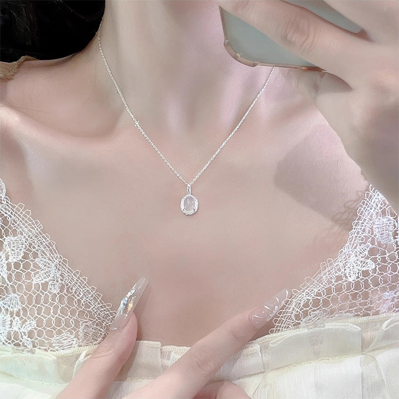 S925 pure silver chalcedony necklace