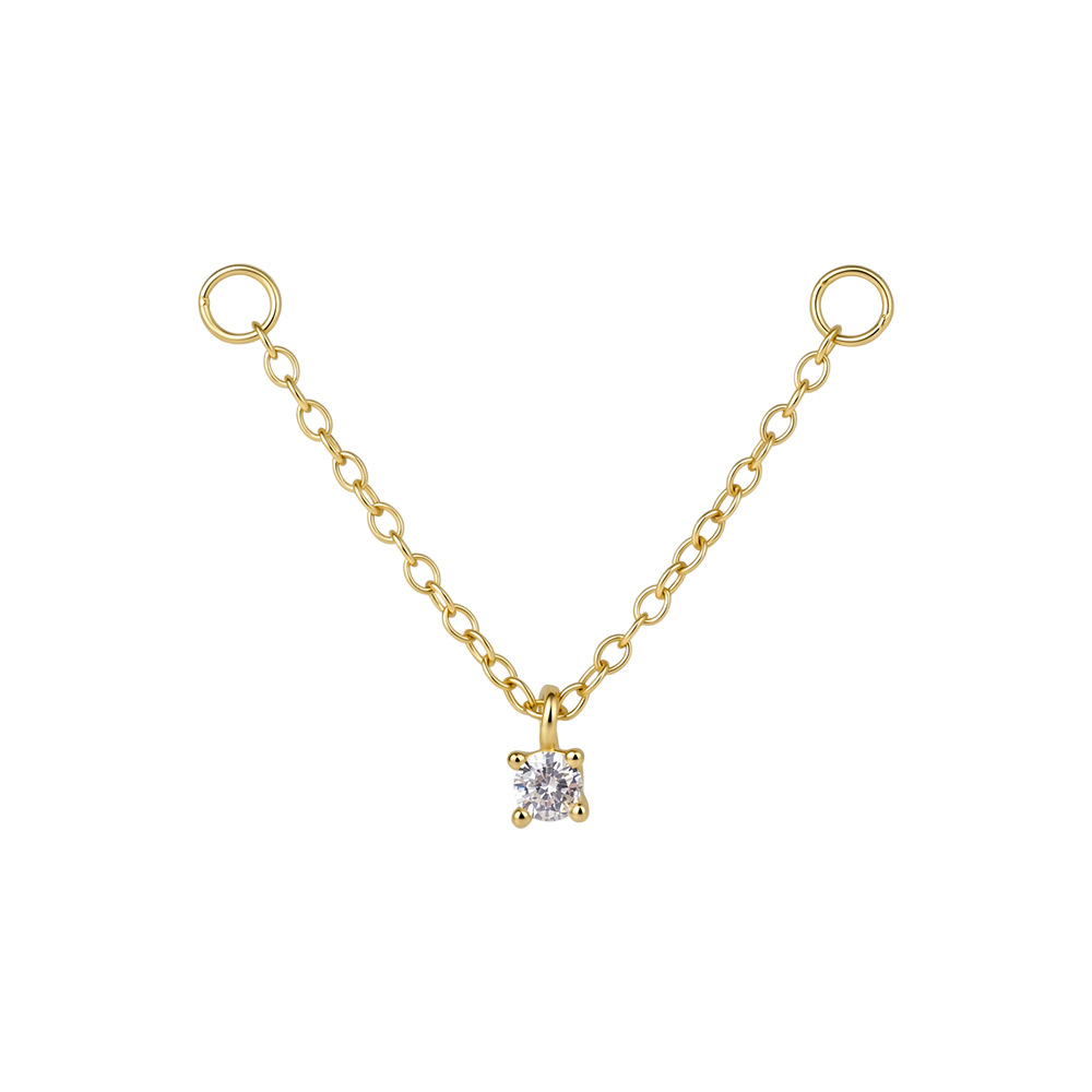 S925 Sterling Silver Chain Ear Bridge with Zirconia(Ear tips not included)