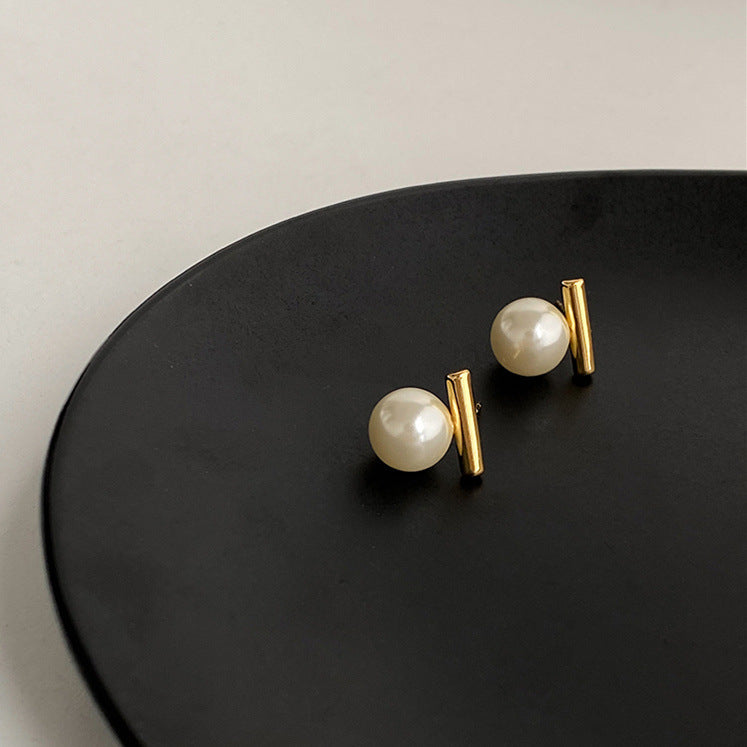 925 sterling silver pearl earrings - golden