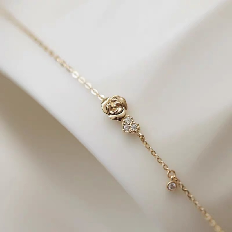 925 sterling silver rose bracelet - golden