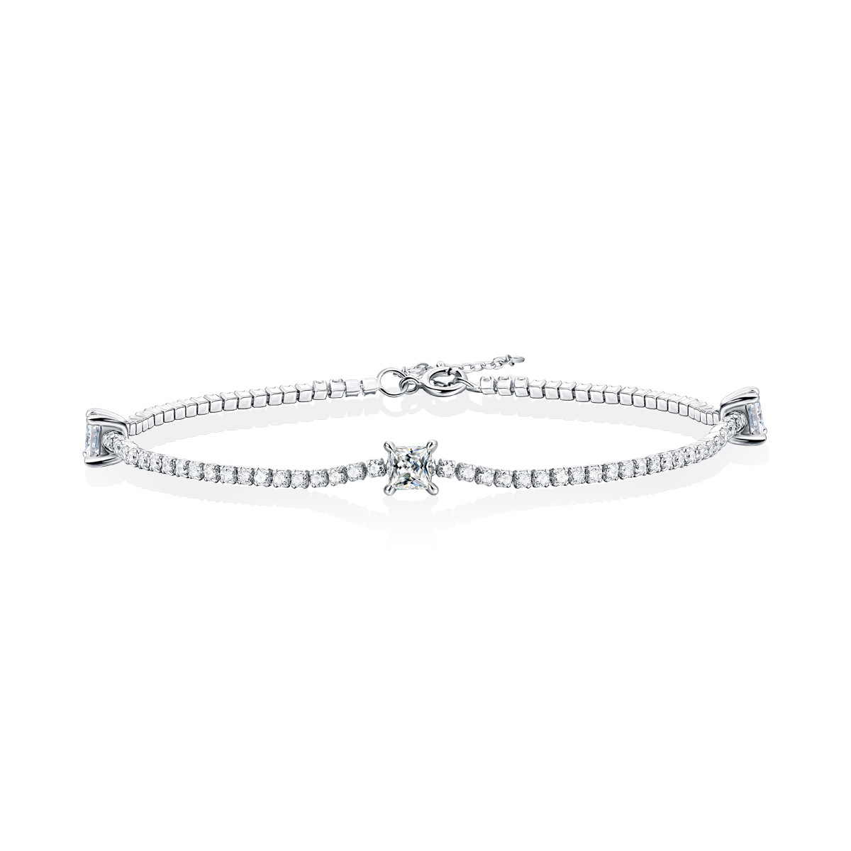 S925 Silver Square Moissanite Bracelet