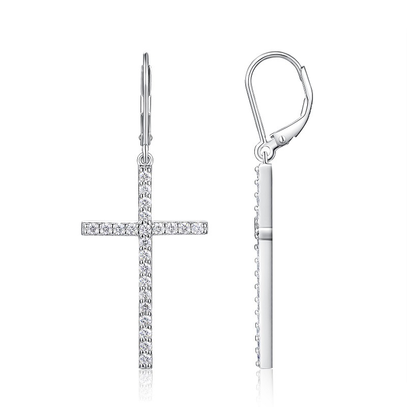 S925 Silver Moissanite Cross Earrings