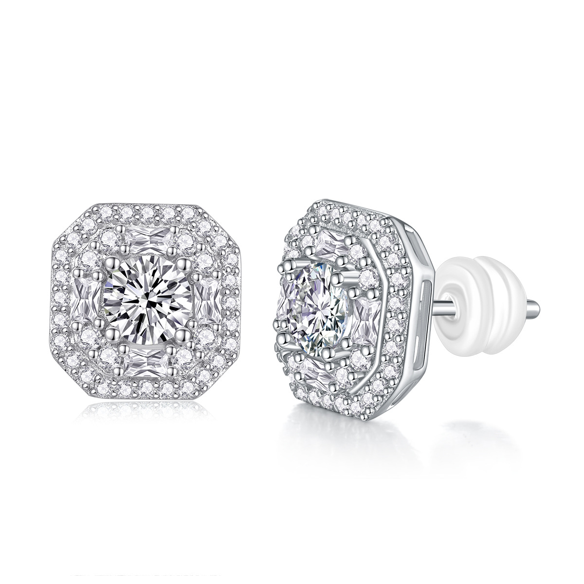 S925 Silver Six-Prong Moissanite Stud Earrings