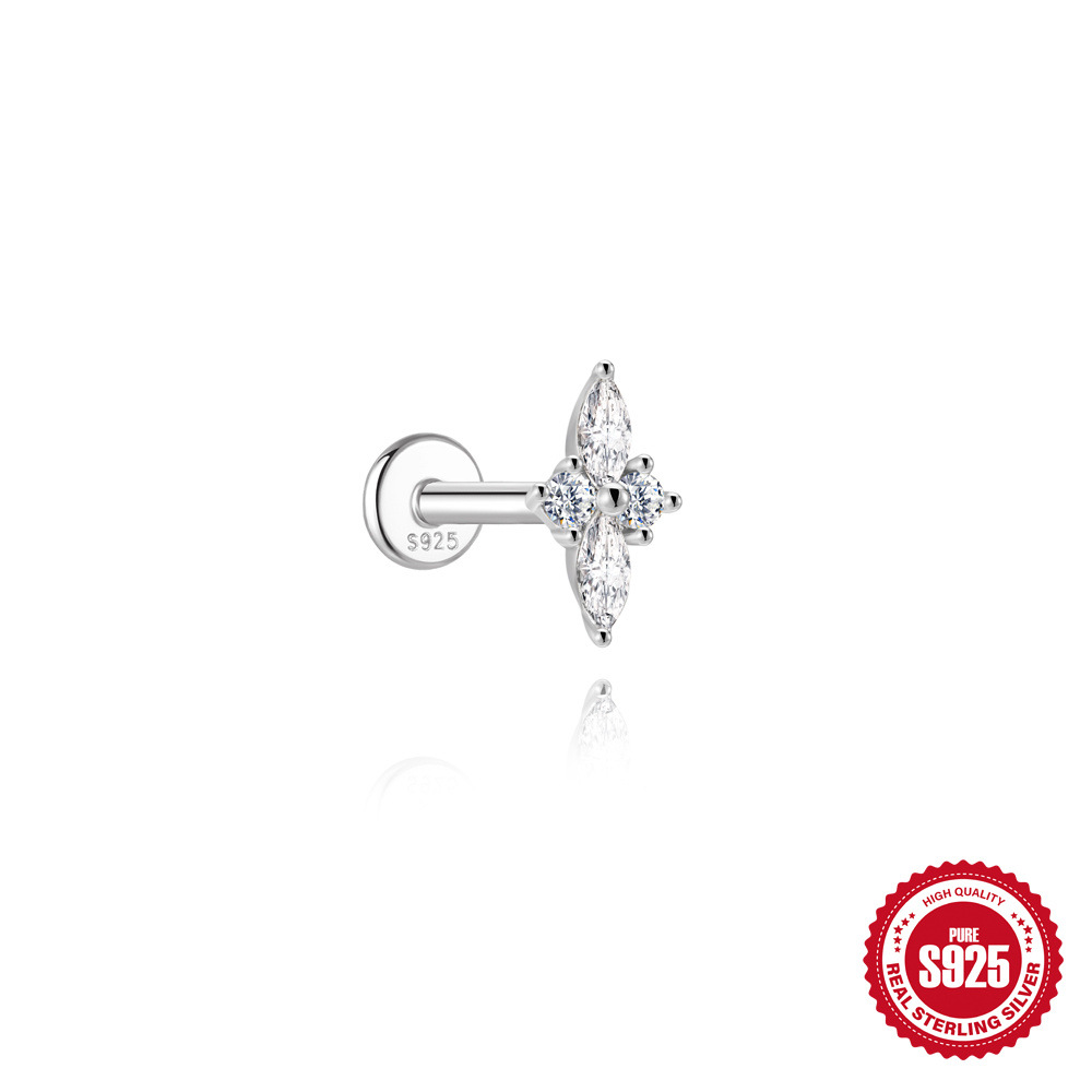 S925 Sterling Silver Square Star & Moon Moissanite Stud Earrings
