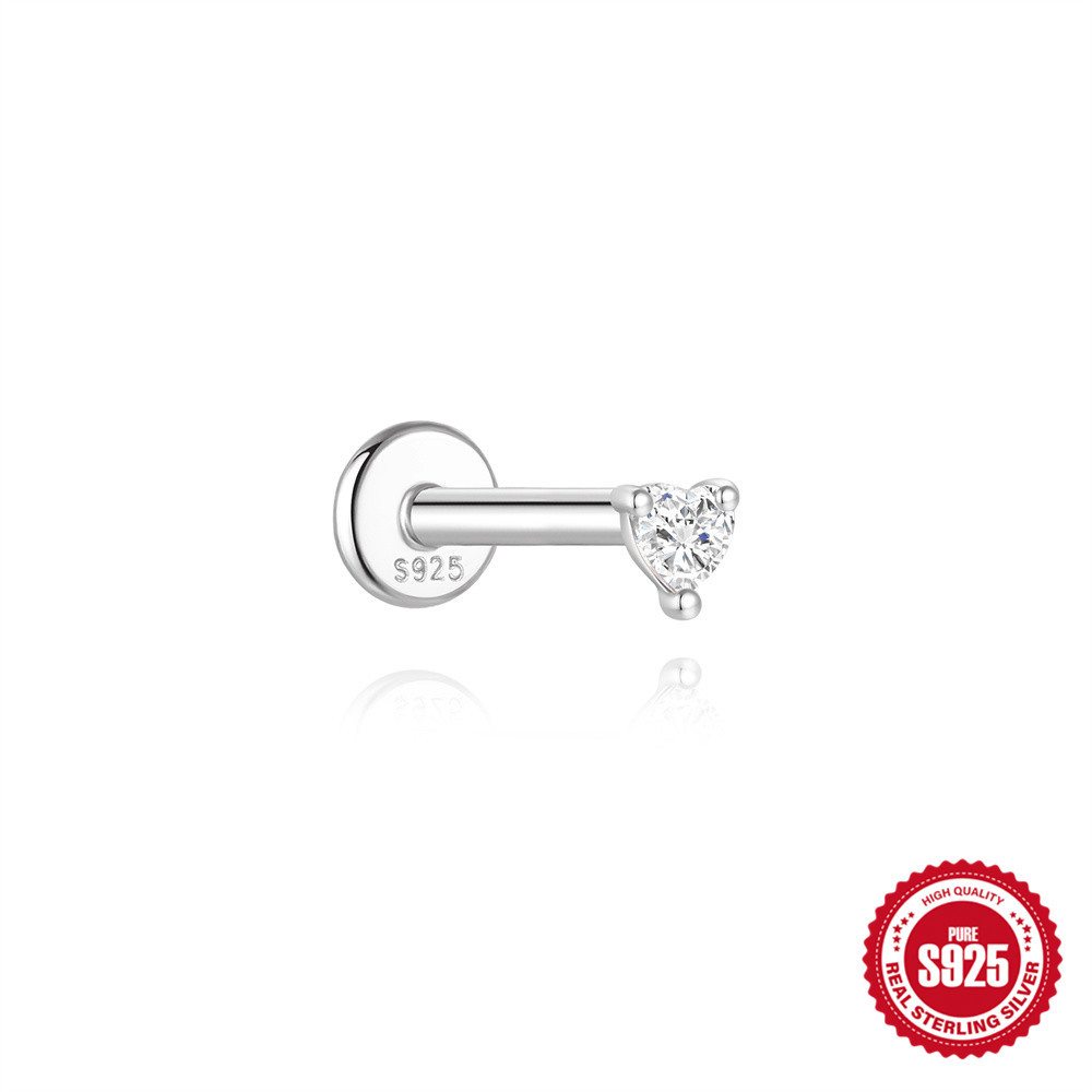 S925 Sterling Silver Moissanite Four-Petal Flower Stud Earring