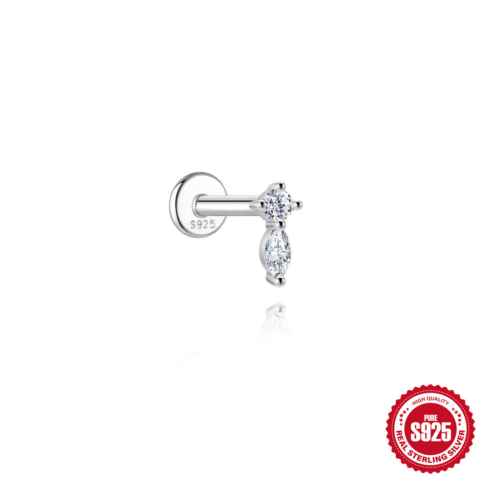 S925 Sterling Silver Hexagram Moissanite Threaded Cartilage Stud Earring