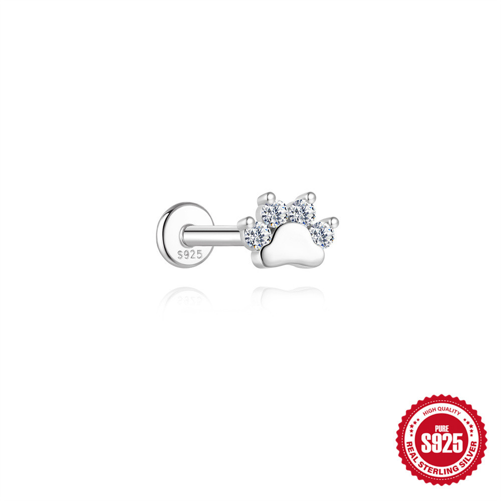 S925 Sterling Silver Hexagram Moissanite Threaded Cartilage Stud Earring