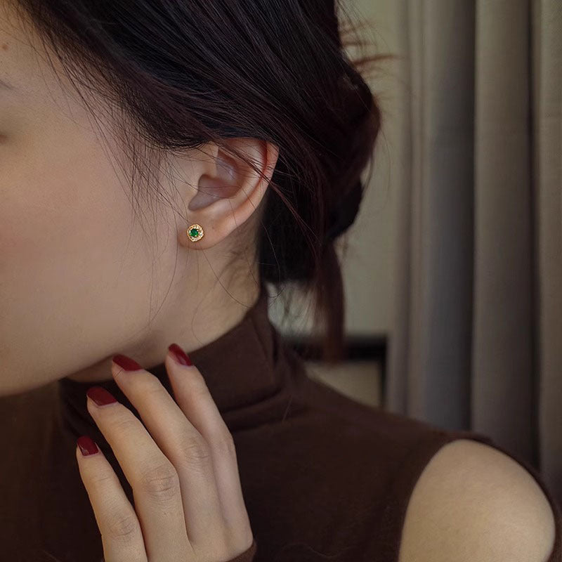 925 sterling silver chalcedony small square earrings