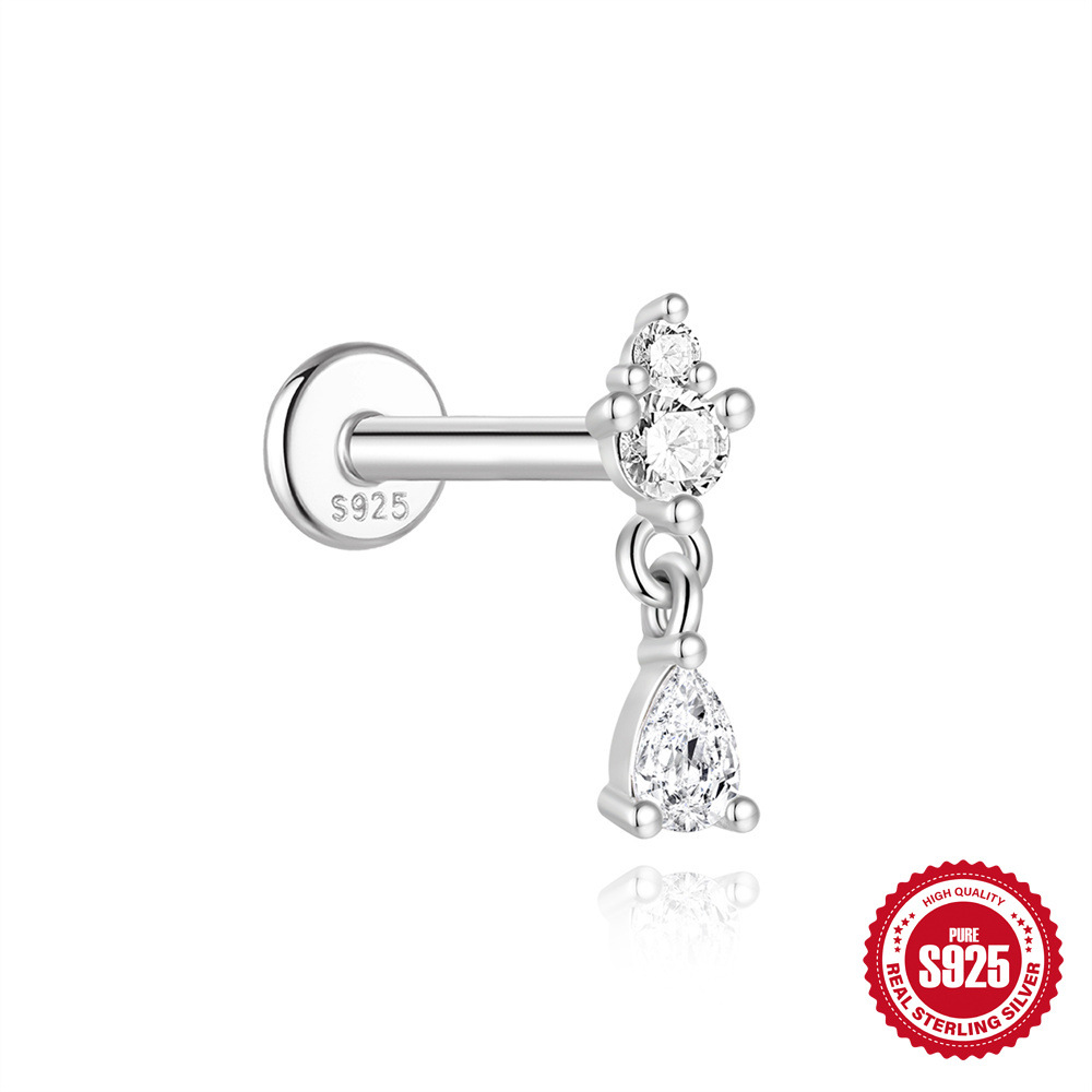 S925 Sterling Silver Moissanite Classic Bezel-Set Round Screw-Back Earrings