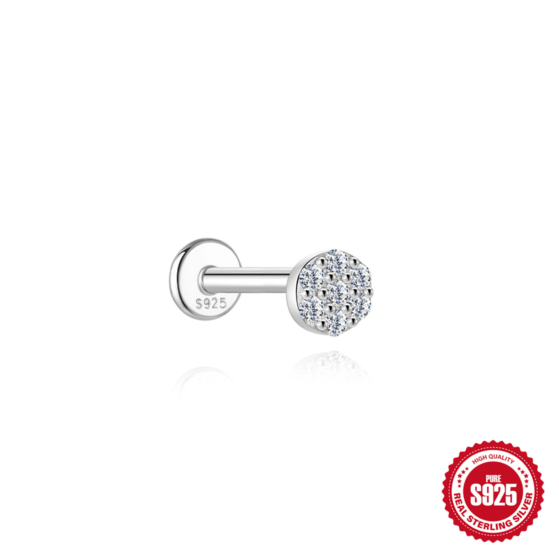 S925 Sterling Silver Moissanite Ear Stud: Starburst, Heart, Pentagram, Butterfly, and Eye Designs