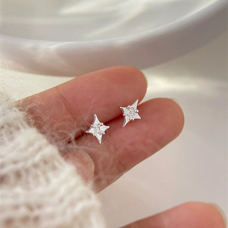 925 sterling silver star earrings - silvery