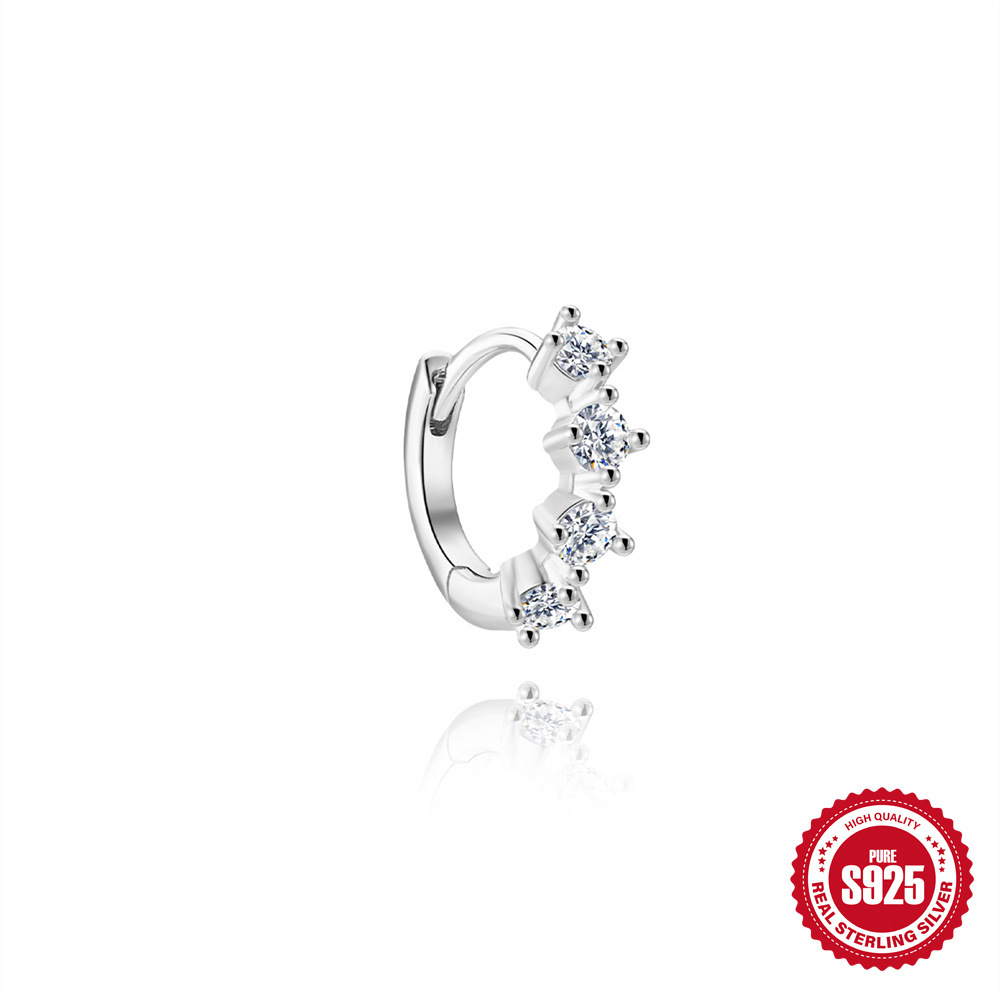 S925 Sterling Silver Micro-Pave Moissanite Non-Pierced Ear Cuff