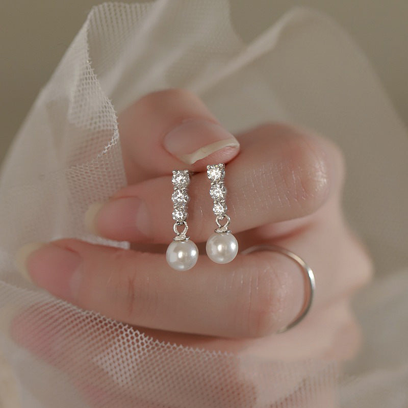 Bead earrings - silver