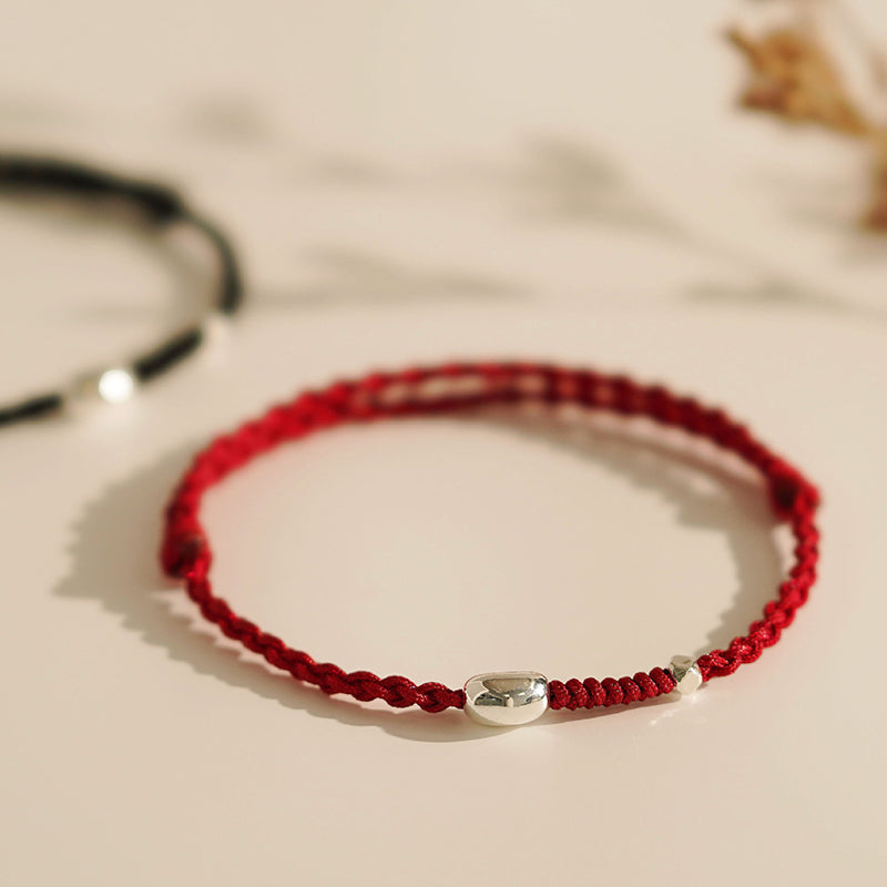 925 sterling silver couple bracelet with silver beads