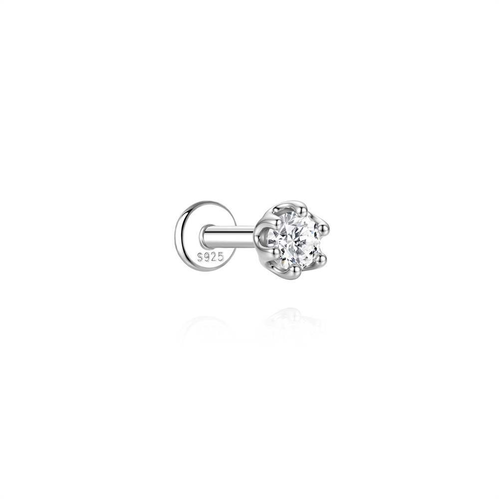 Authentic 925 Sterling Silver Geometric Earrings with D-Color Moissanite