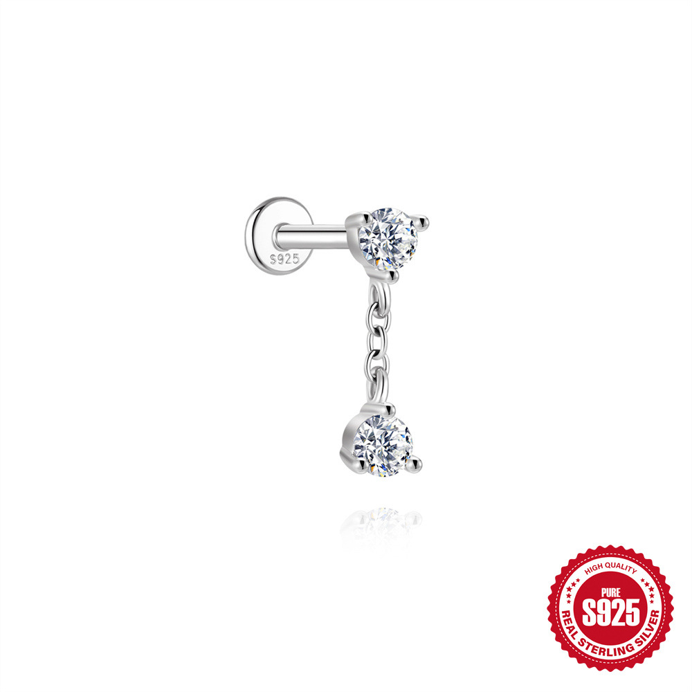 S925 Sterling Silver Moissanite 16G Cartilage Stud(Single unit)