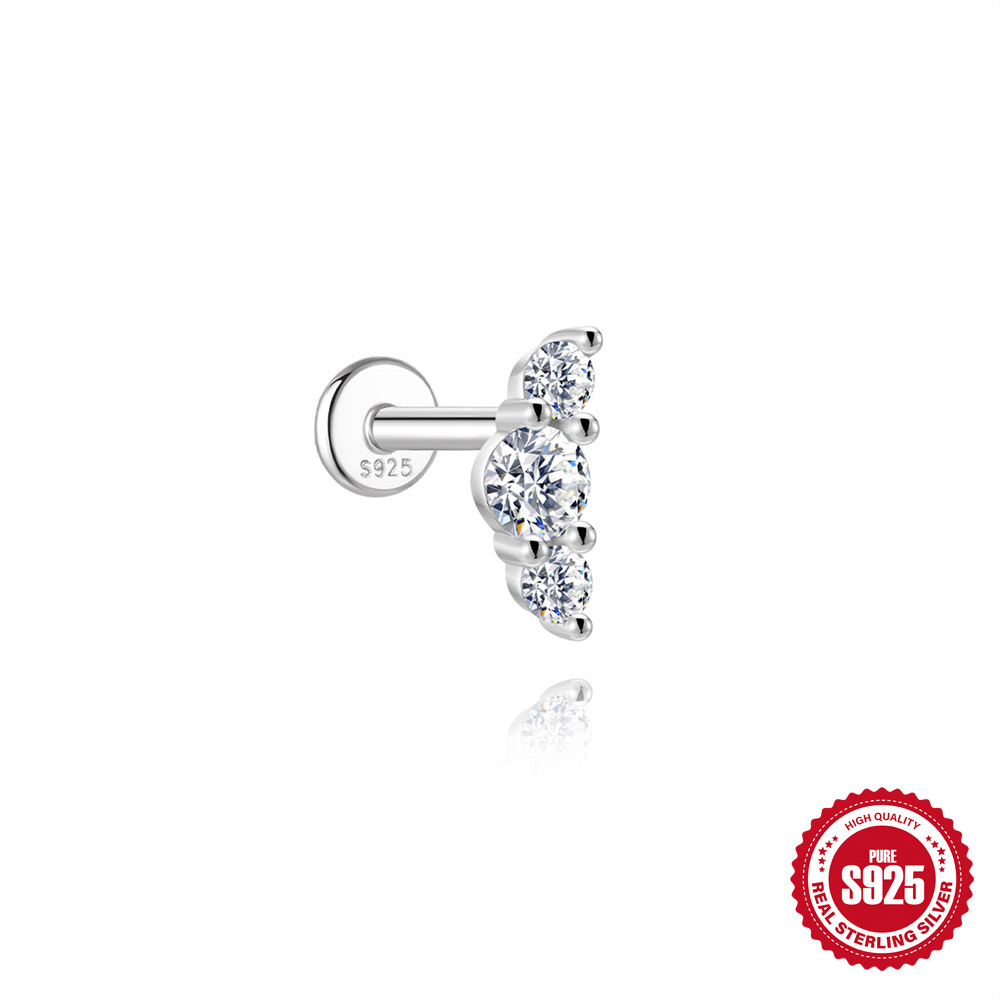 S925 Sterling Silver Snowflake & Wave Spinner Tassel Moissanite Earrings(Single unit)