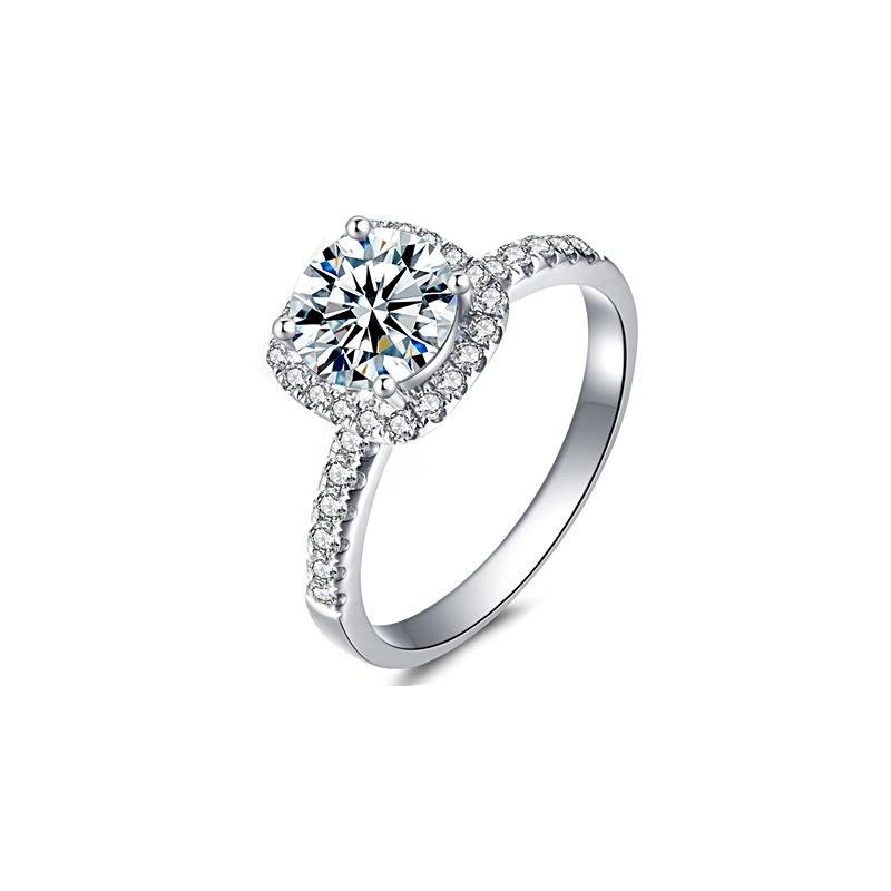 S925 Sterling Silver Moissanite Sugar Cube Ring