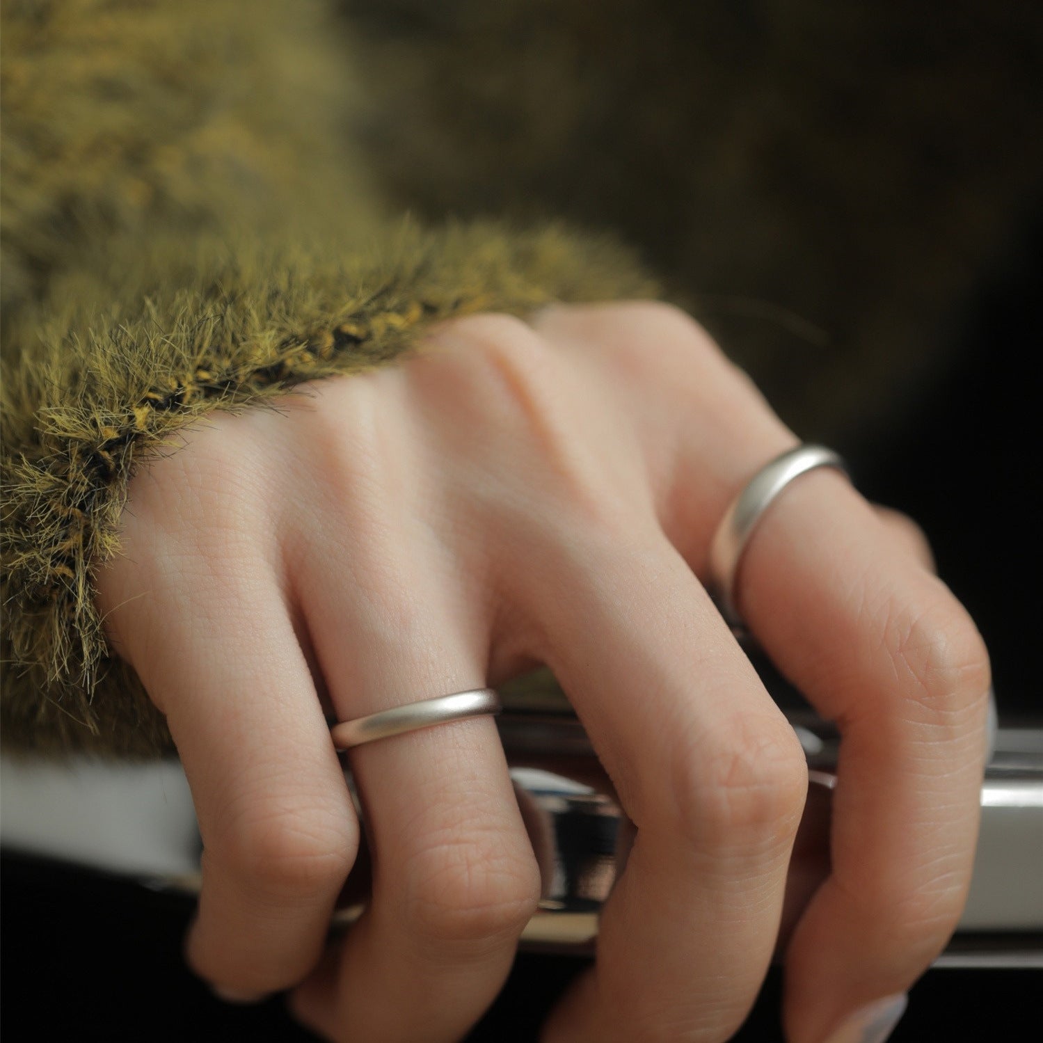 925 sterling silver couple ring matte matte ring