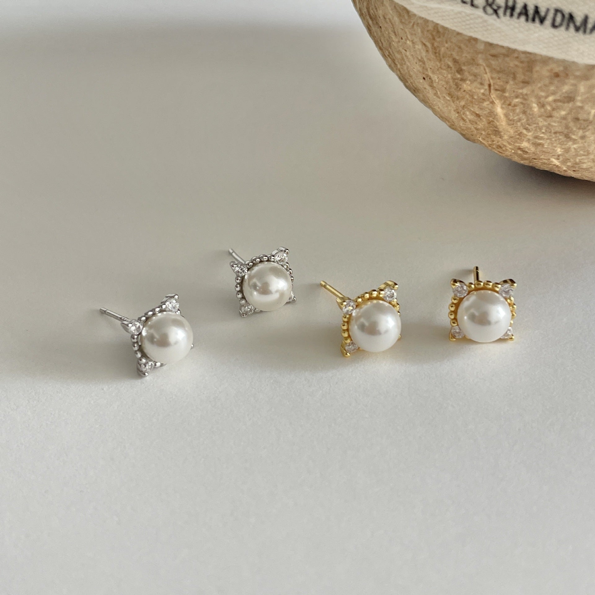 925 sterling silver imitation pearl earrings