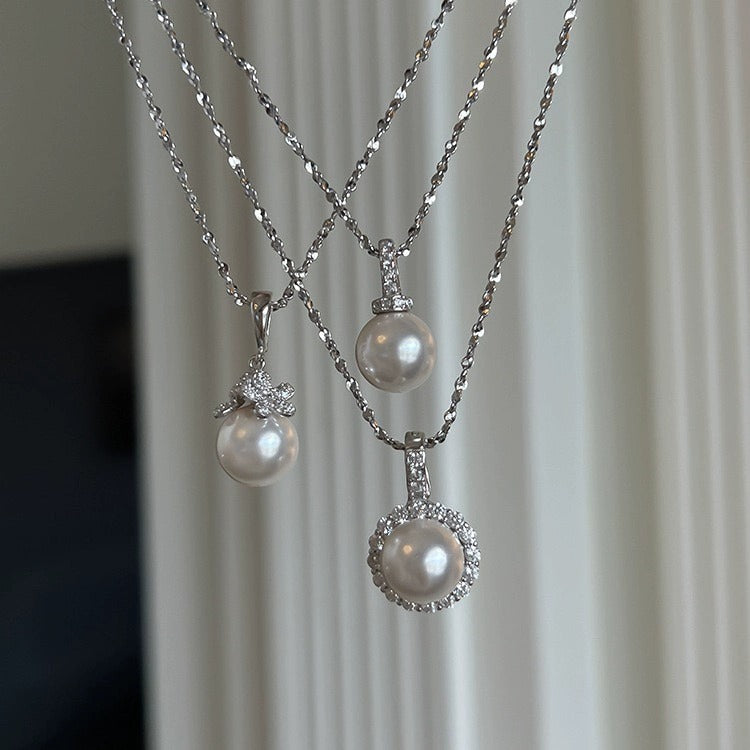 S925 sterling silver pearl necklace