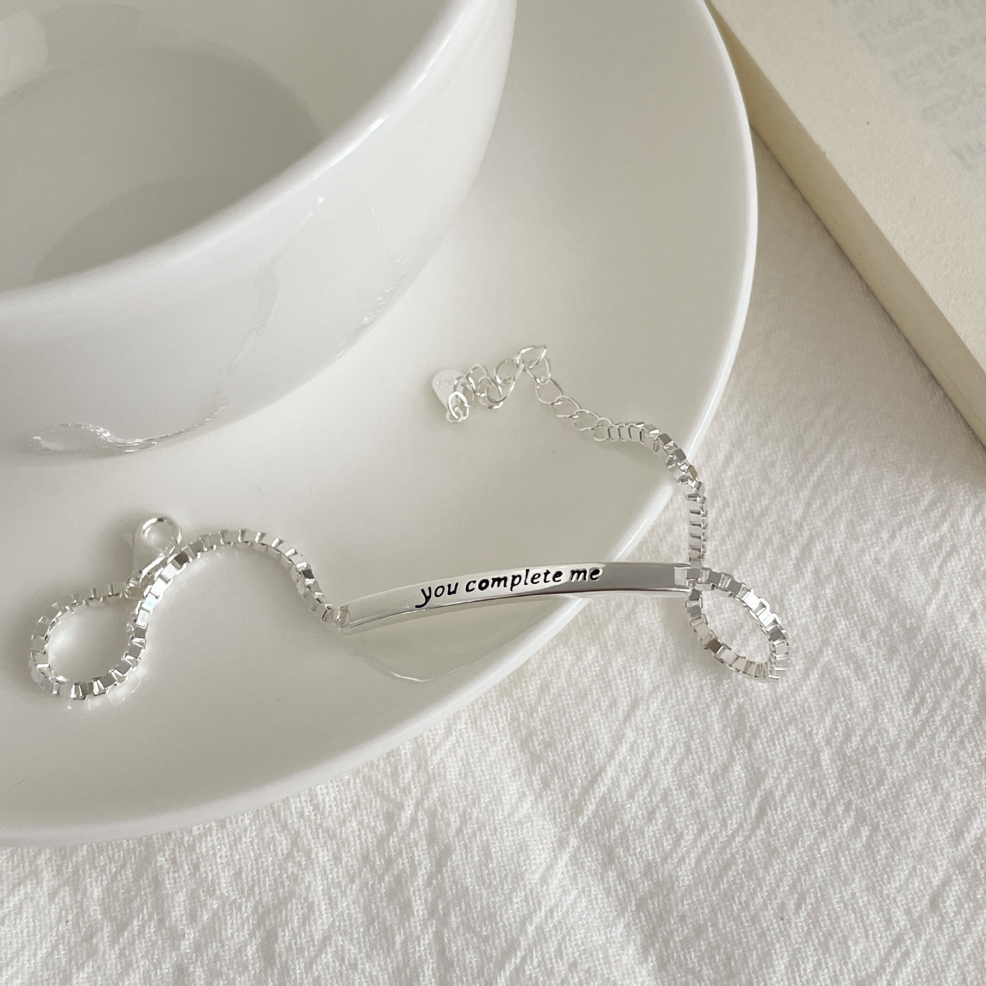 925 sterling silver letter bracelet - silvery