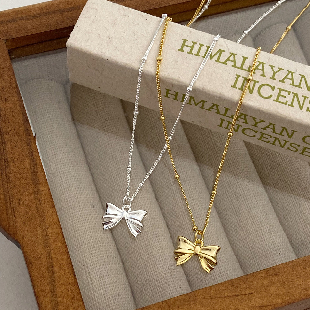 925 sterling silver bowknot pendant necklace