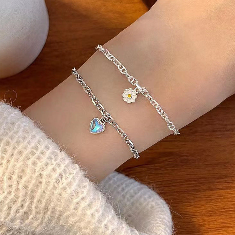 925 sterling silver heart bracelet - silvery