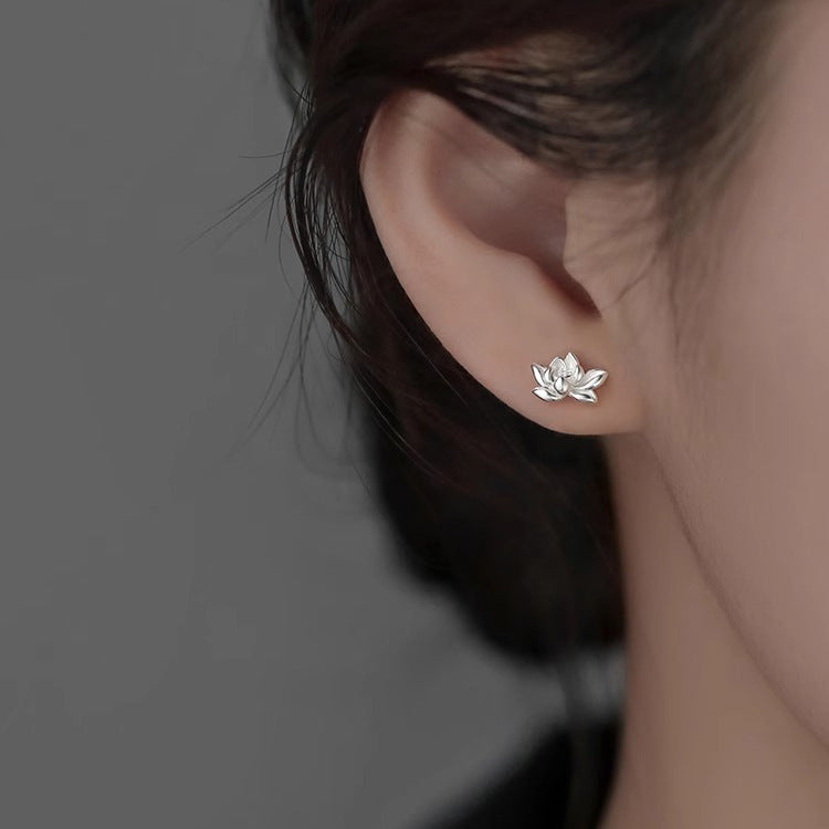 999 Silver Lotus Earrings - Silvery