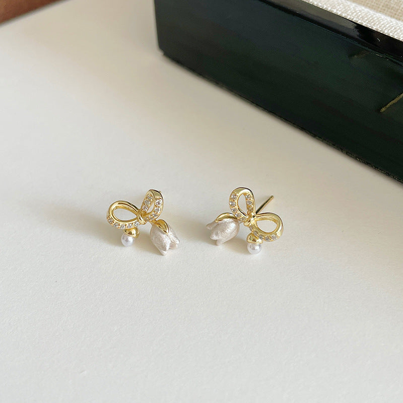 S925 sterling silver bowknot earrings