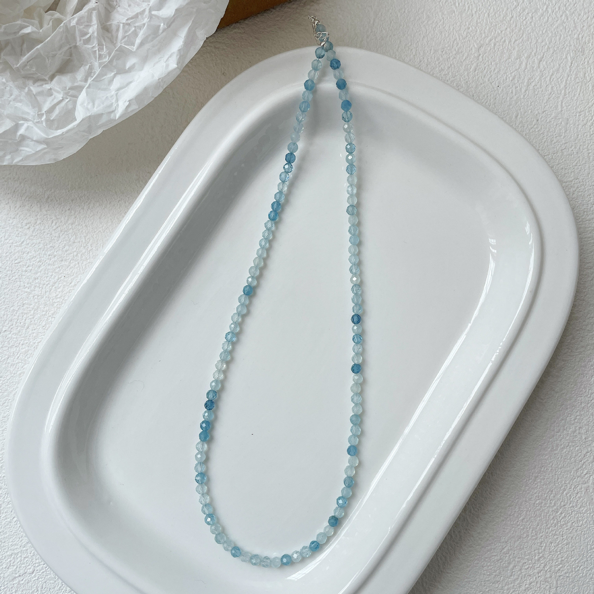 925 sterling silver aquamarine necklace