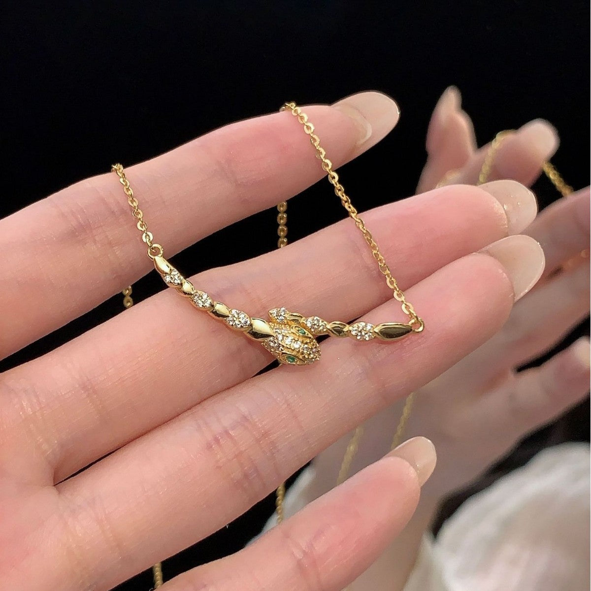 S925 sterling silver zodiac snake pendant necklace