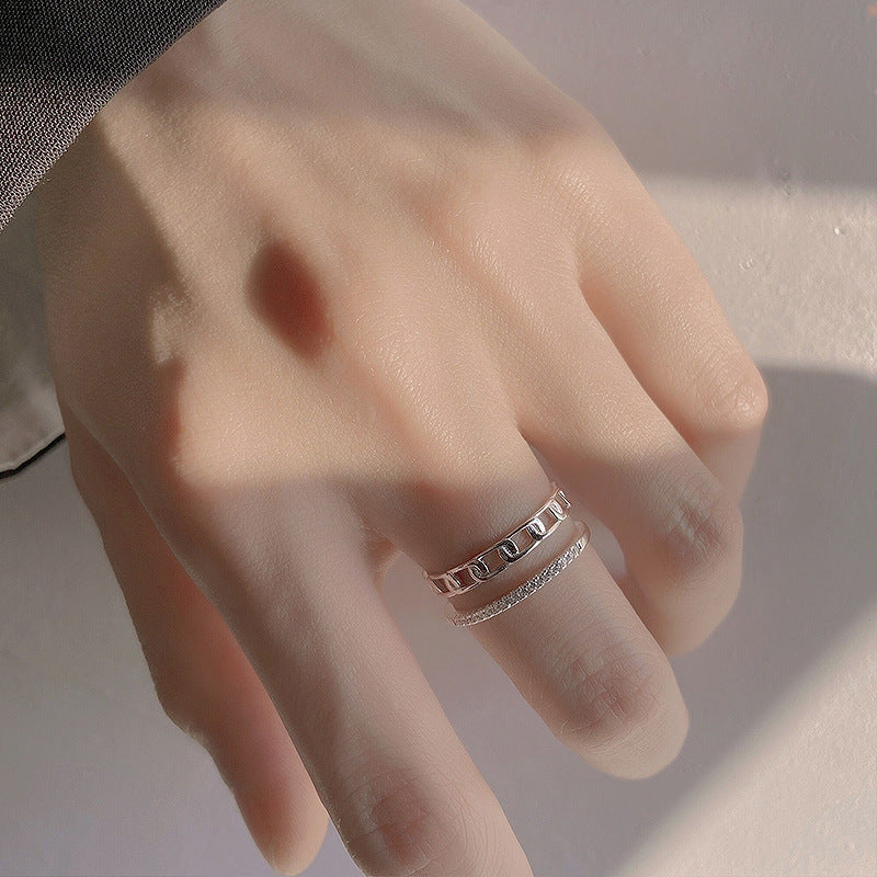 925 sterling silver double-layer open ring