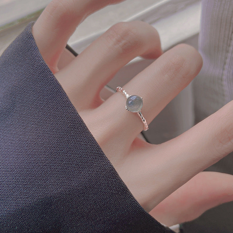 925 sterling silver labradorite ring - silvery