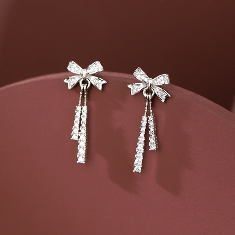 925 sterling silver bow earrings