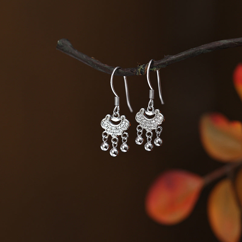 925 sterling silver safety lock earrings - silvery
