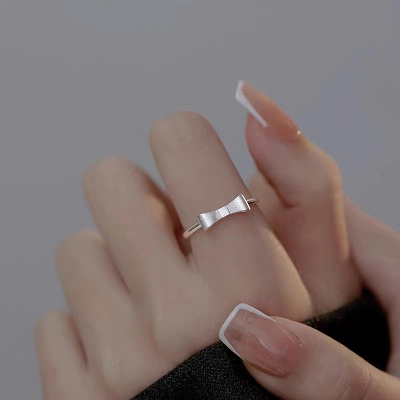 925 sterling silver bowknot ring - silvery