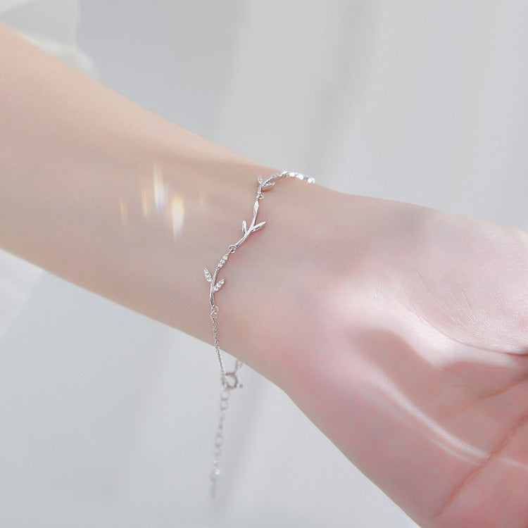 925 silver branch shaped bracelet - silvery