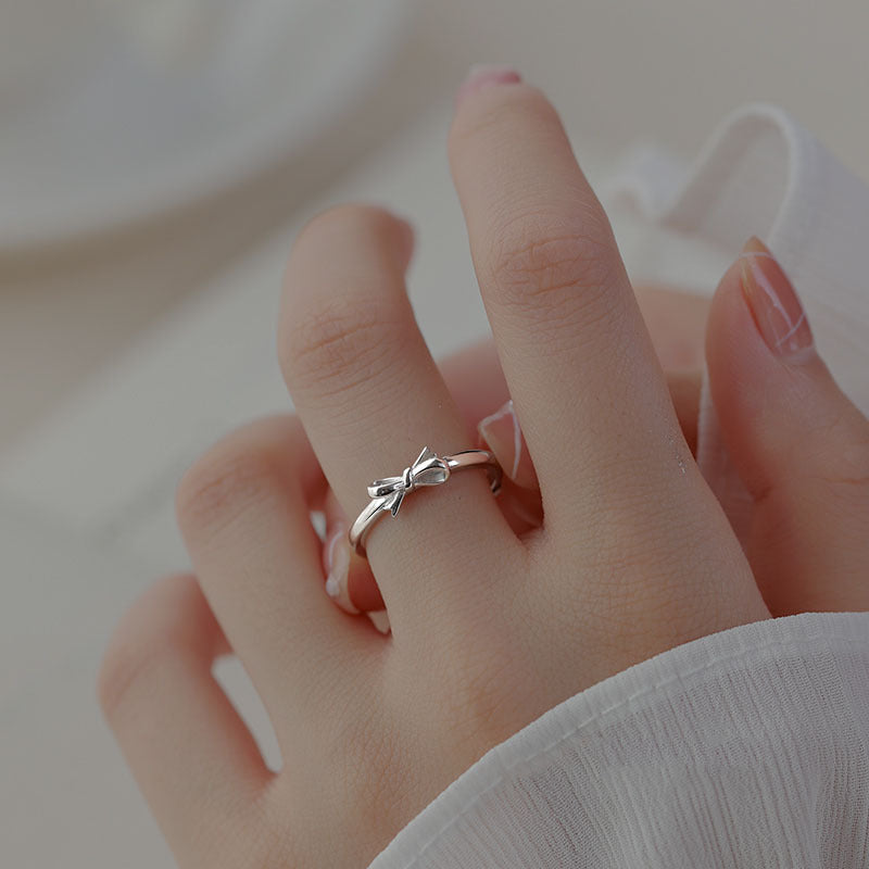 925 sterling silver bowknot ring - silvery