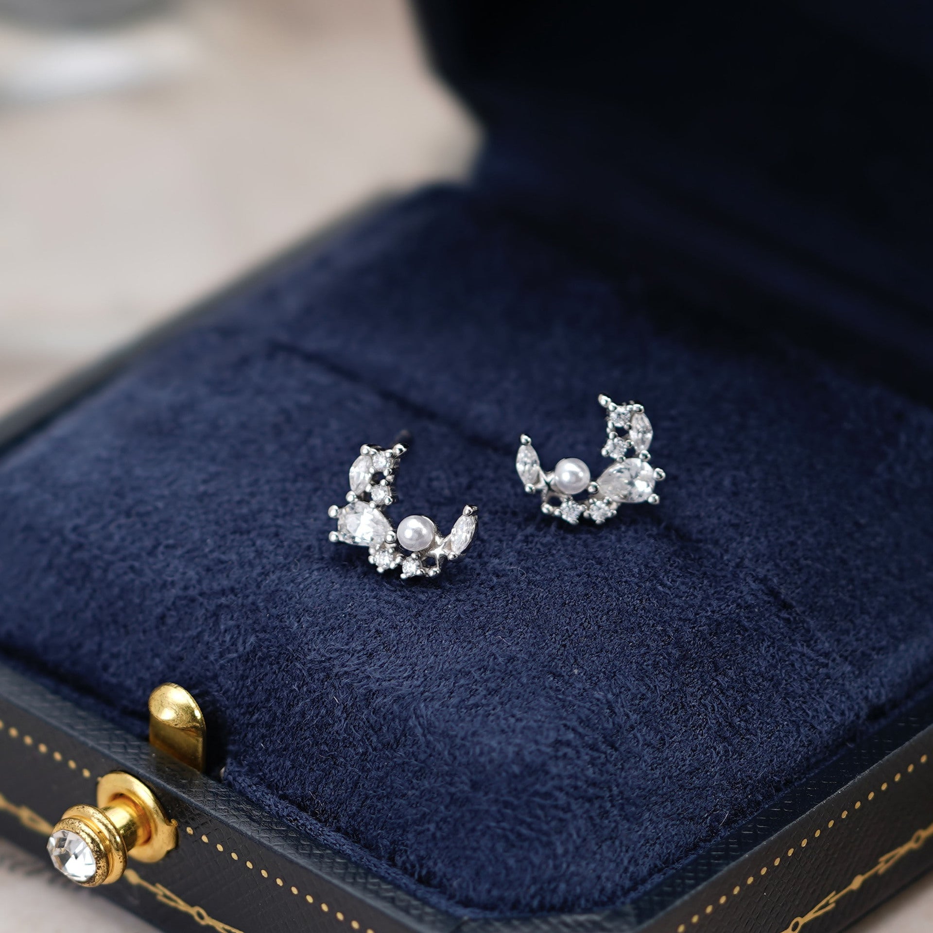 925 sterling silver inlaid sparkling zirconium earrings - silvery