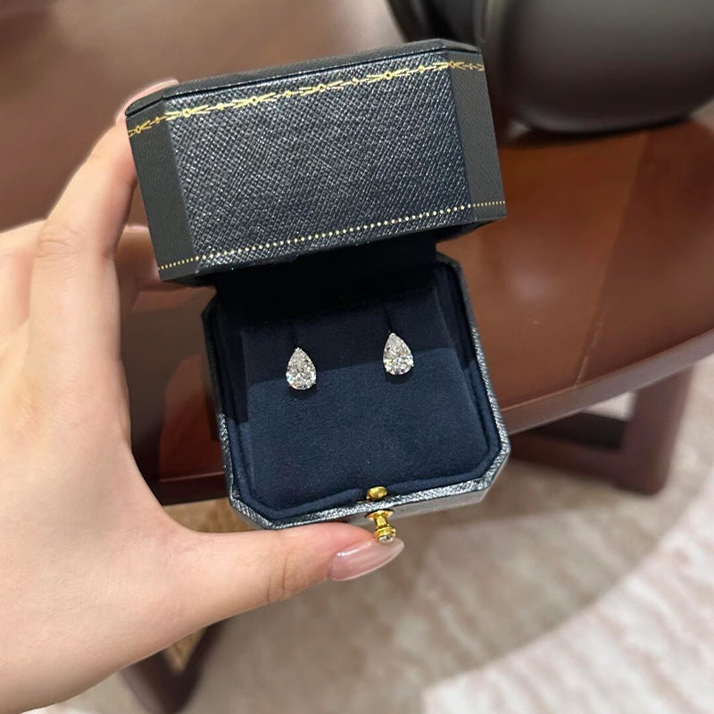 S925 sterling silver water droplet zircon earrings