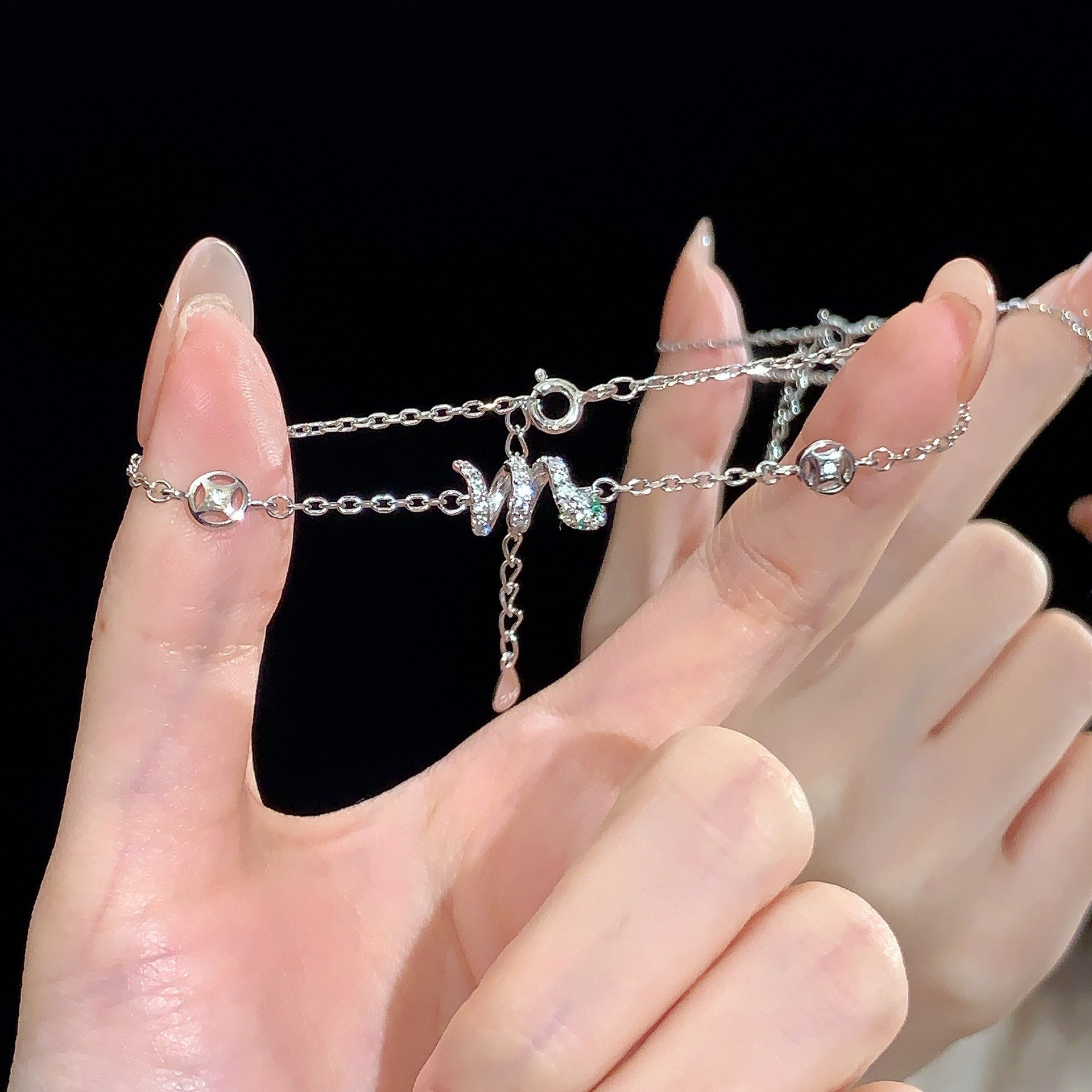 S925 sterling silver zodiac snake bracelet