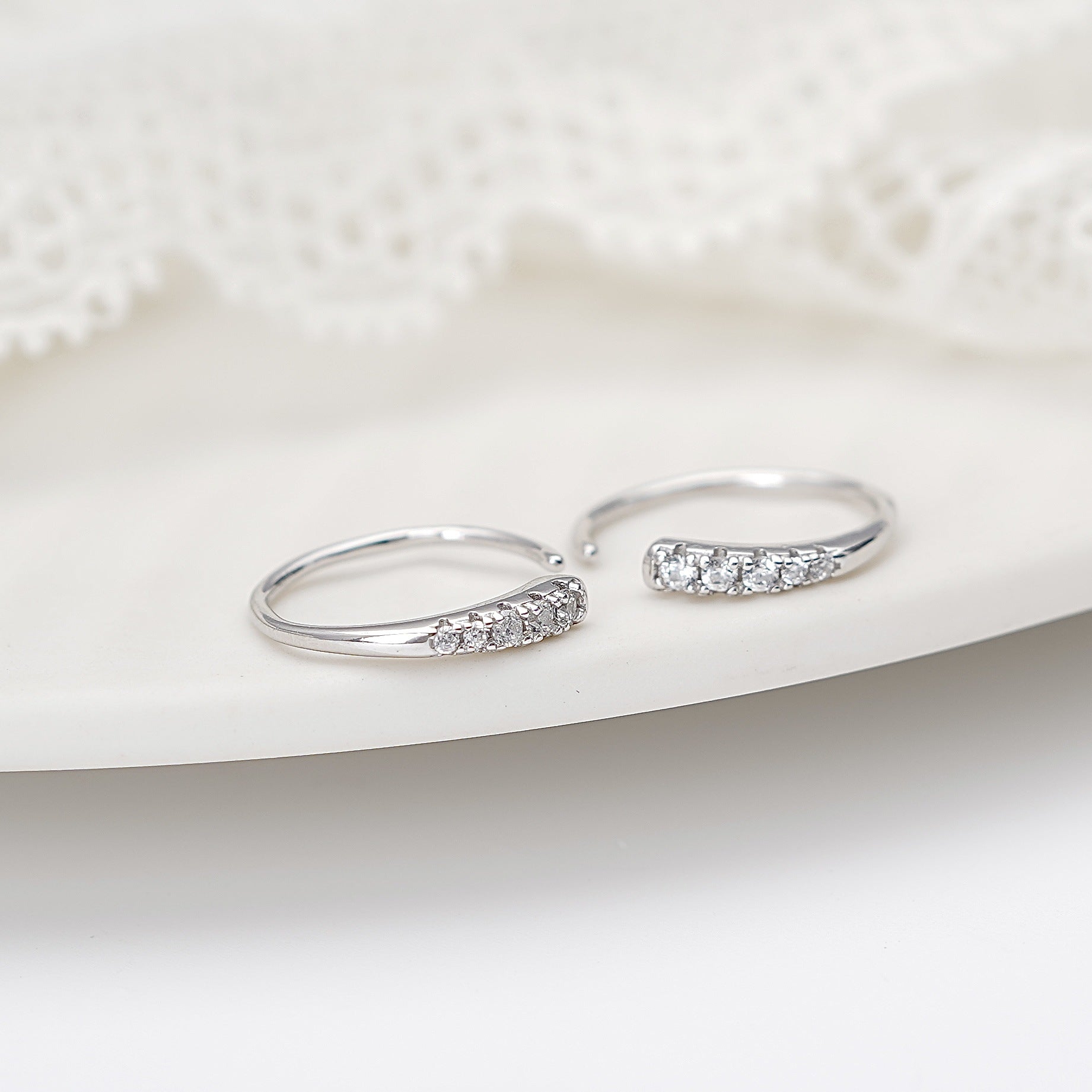 925 sterling silver inlaid zircon earrings - silvery