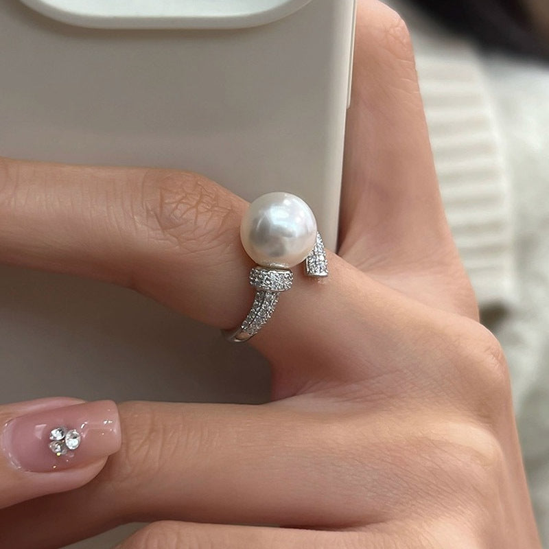 S925 sterling silver pearl ring
