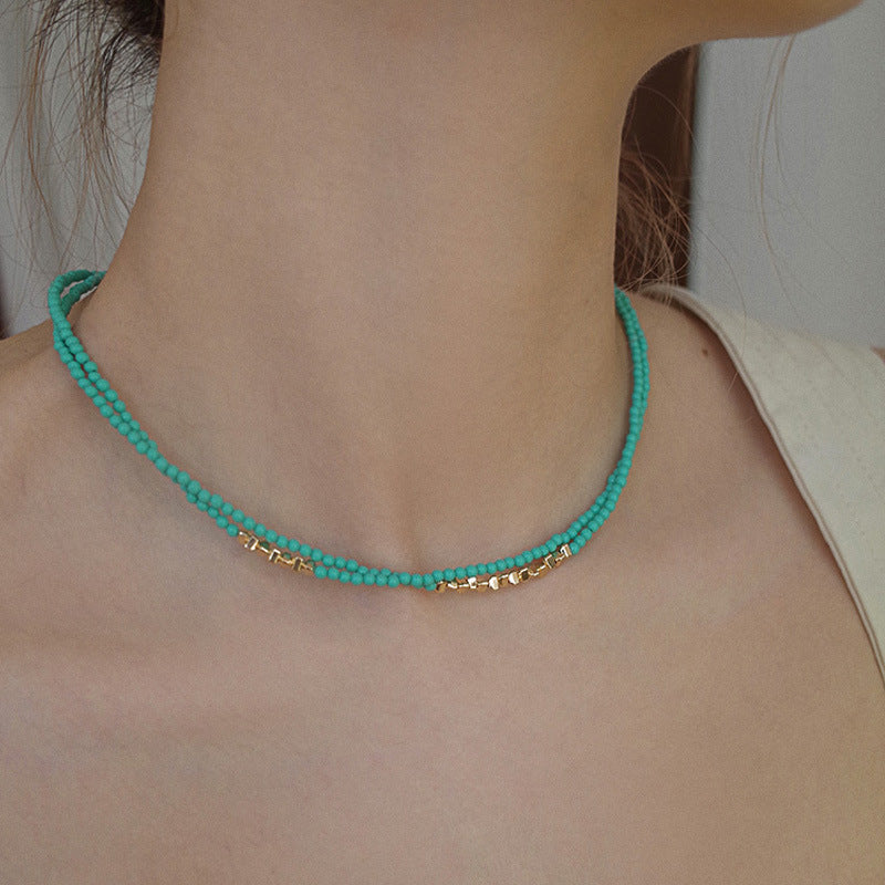 925 sterling silver turquoise necklace - golden